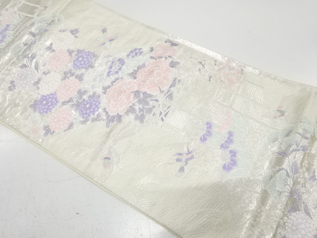 JAPANESE FUKURO OBI / WOVEN BIRD & PEONY
